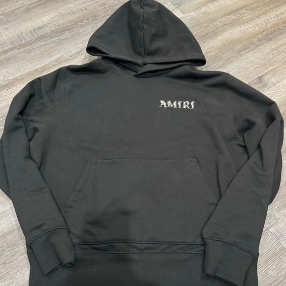 Amiri Embroidered Logo Pullover Hoodie in Black
